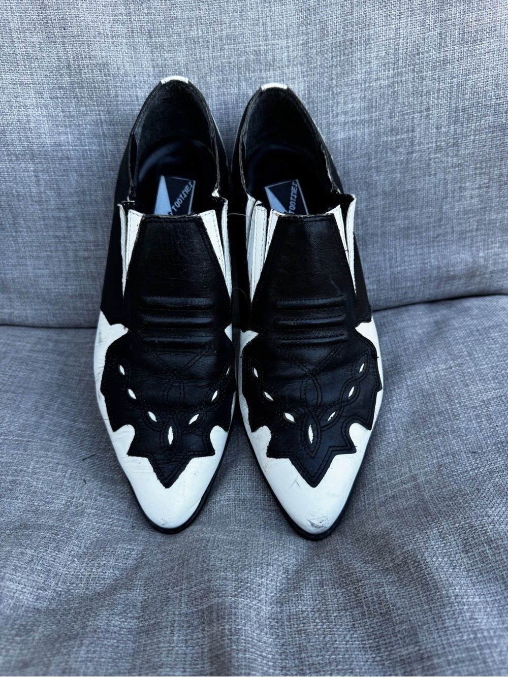 Vintage Mootsie Tootsies Houston Black and White Western Booties Size 8M